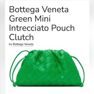 Bottega Veneta Vibrant Green Intrecciato Clutch NEW